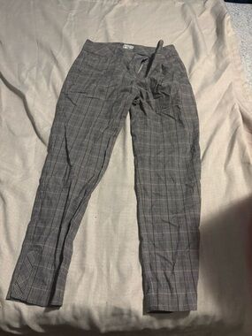 Women  Gray Plaid Dress Pants - Classic Tailored Fit